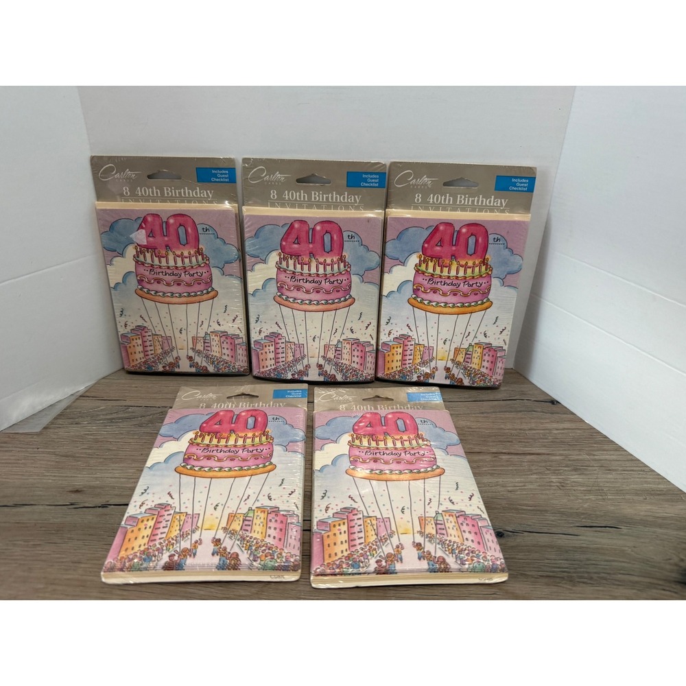 Carlton Cards 40th Birthday Party Invitations Lot of 5 Packs 40 Total New Sealed